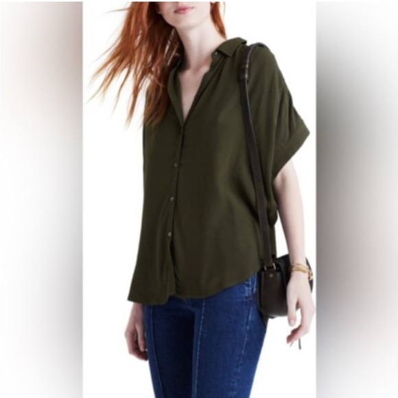 Madewell Central Drapey shirt in Olive - Picture 2 of 8